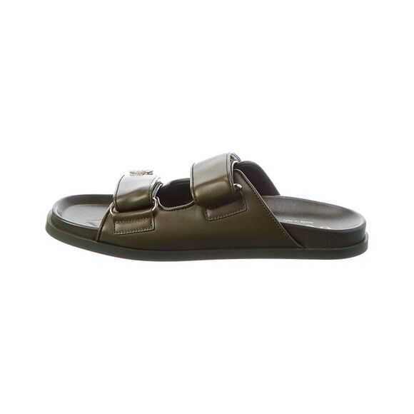 Gucci Crystal Double G Leather Sandal, Green